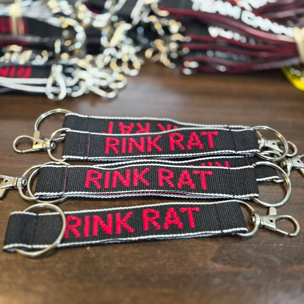 Rink Rat Keychain Embroidered Double Sided Keyring Fob